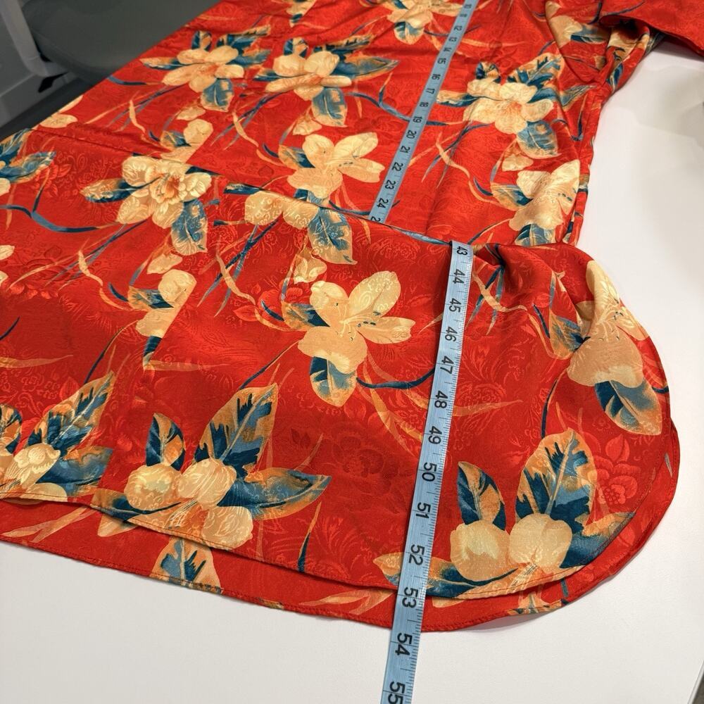 Vintage 1970s Mrs. Roper Red Floral Caftan Muumuu Dress Zip Front Plus Size 1X - Picture 11 of 13